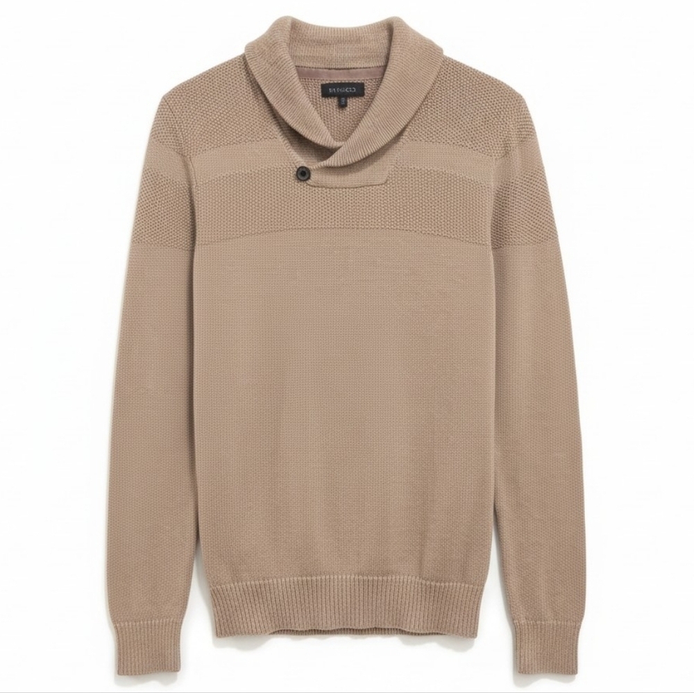 RW&CO Men’s Taupe Knit Sweater XS 100% Cotton Slim Fit